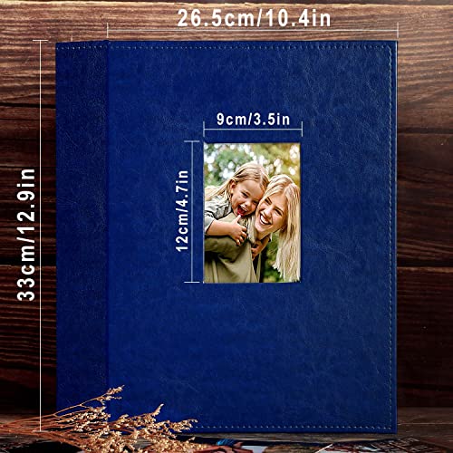 Image of Ywlake Photo Album 4x6 400 Pockets, Leather Photo Albums Holds 400 Vertical Pictures Only Blue