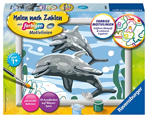 Ravensburger CreArt Freundliche Delfine - Malen nach Zahlen ab 7 Jahre