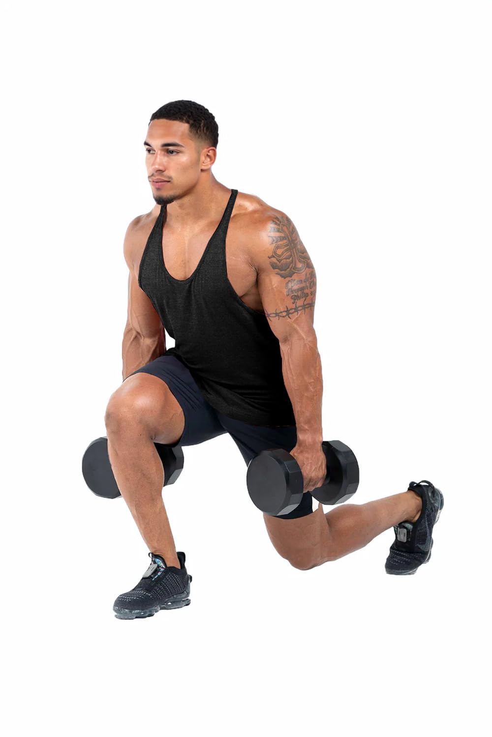Lehmanlin Camiseta Deportiva sin Mangas para Hombre, Camiseta de Fitness para Gimnasio, Elástica, de Secado Rápido
