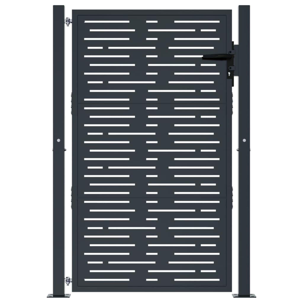 vidaXL Portail de Jardin, Portillon de Patio, Barrière de Sécurité, Porte d'Extérieure Terrasse, Anthracite 100x125 cm Acier Conception de Carré