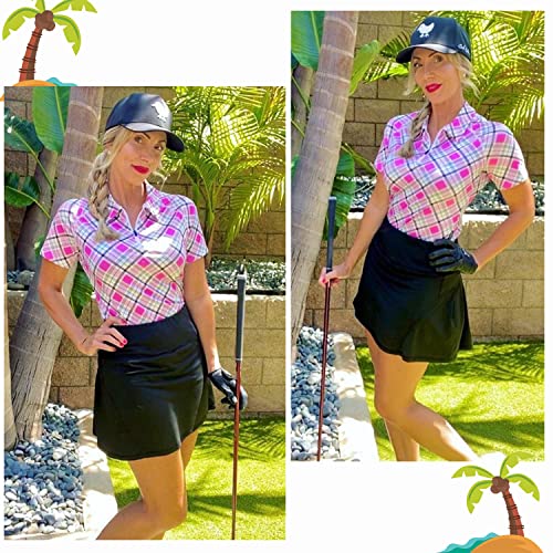 Women's Pink Short Sleeve Golf Shirt Short Sleeve Tennis Shirt Golf Polo Shirts Medium #TOP1