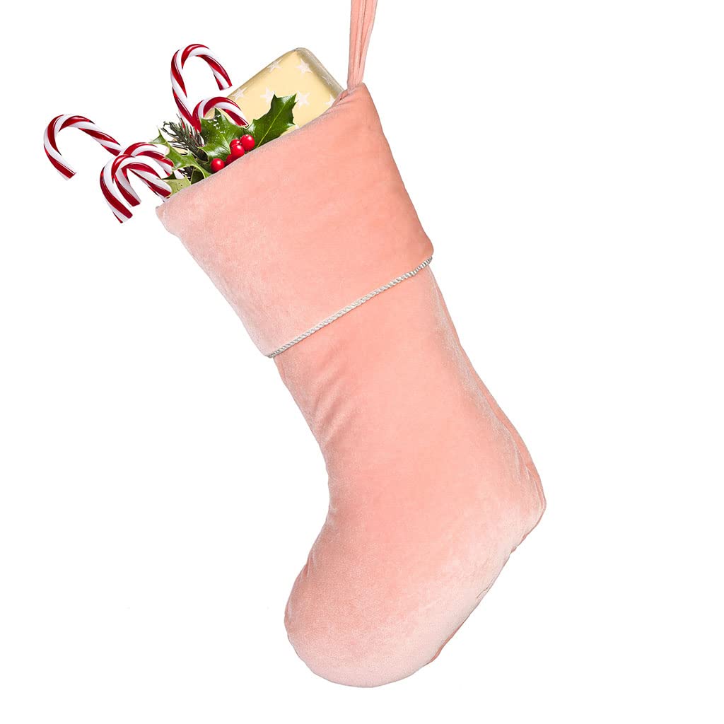 Dibor Large Pink Velvet Luxury Christmas Stocking - H48cm