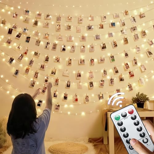 Microwear Fotoclips Lichterkette,12M 120LEDS,8 Modi Fotos Lichterkette...