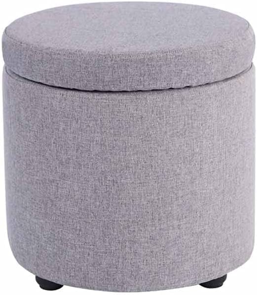 Tophacker Household Fabric Stool,Storage Stool, Living Room Simple Sofa Stool, Lazy Makeup Shoe,Shoe Stool,Storage Small Ottoman (Color : Light Gray)