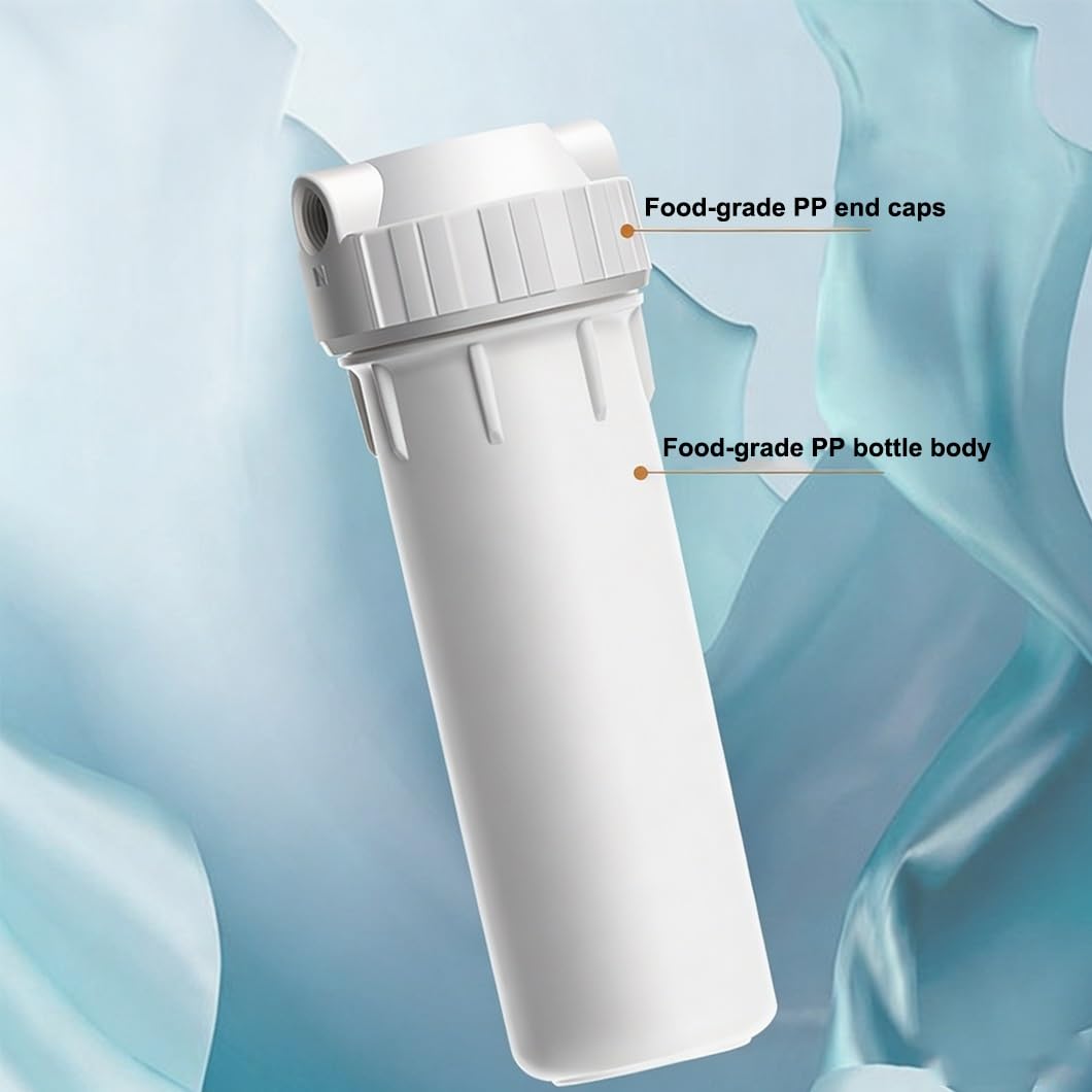 Lot De 5 Boîtiers De Filtre À Eau Blancs De 10 Pouces, Ports 1/4" Et 1/2" En Option, Pour Systèmes De Filtration D'eau Domestique Et D'élimination Des Sédiments De Puits(1/2-inch interface)