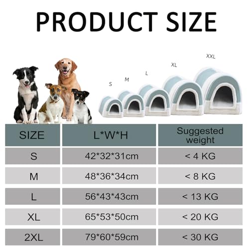 Große Hundehütte, 2-in-1-Bett mit Dach, faltbar, beruhigendes Hundebett, Sofa, beruhigende Hundehöhle, Haustierzelt, Bett, abnehmbar, waschbar, Anti-Angst, 79 x 60 x 59 cm, Größe XXL