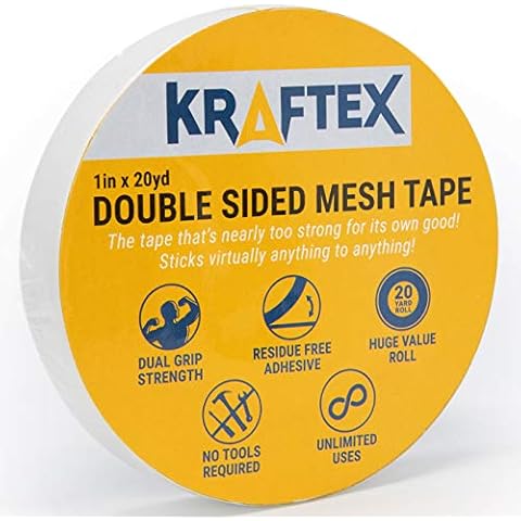 Double Sided Carpet Tape For Area Rugs Over Carpet (1 Inch) Rug Tape For Hardwood Floors, Tile Floors, Laminate Flooring, Rug Edges, Stairs and Concreate. Mat Tape With Heavy Duty Adhesive (20yd) Cover