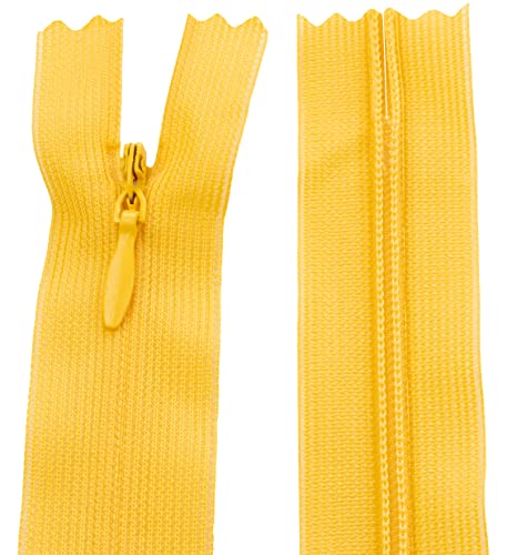 AERZETIX - C61824 - Lot de 10 Fermetures éclair invisibles 55 cm non-séparables - fermeture à glissière crémaillère - couleur moutarde - maroquinerie jean pantalon robe jupe couture vêtement