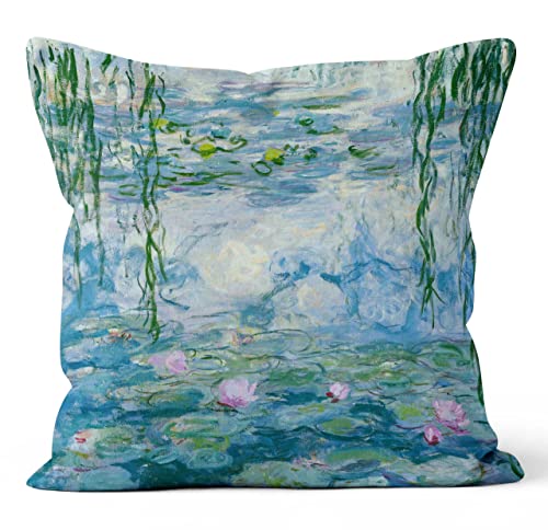 Decopow Water Lily Decorative Throw Pillow Cover,Claude Monet Lily Square 18X18 Inches Cover,Cover Only #TOP2