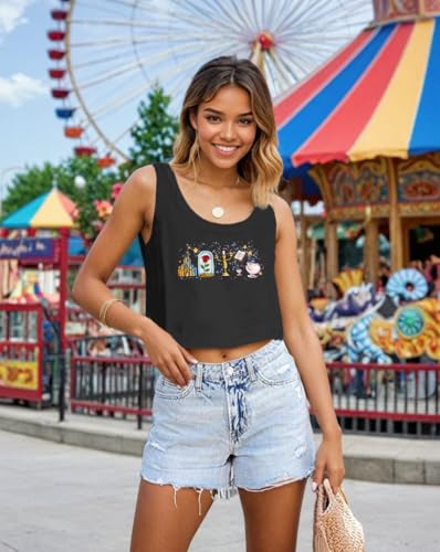 Magical Tank Tops for Women Fairy Story Print Shirts Flower Graphic Vacation Sleeveless Crop Tops4