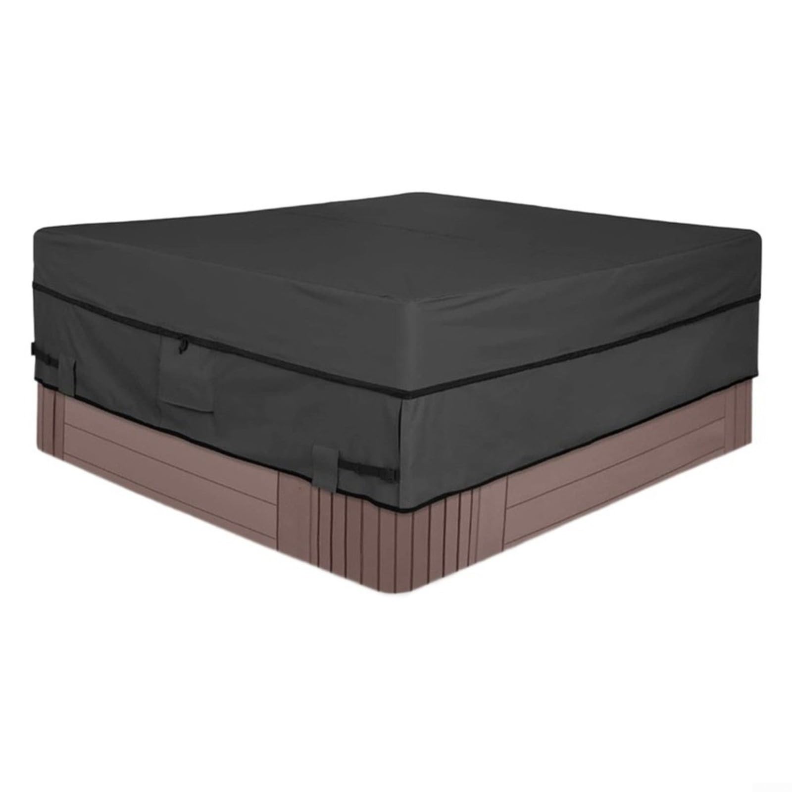 Housse de spa carrée imperméable en polyester Oxford 210D résistant aux UV avec aérations anti-poussière Noir 193 x 193 x 50 cm Pour protection extérieure et piscine (193 x 193 x 50 cm)