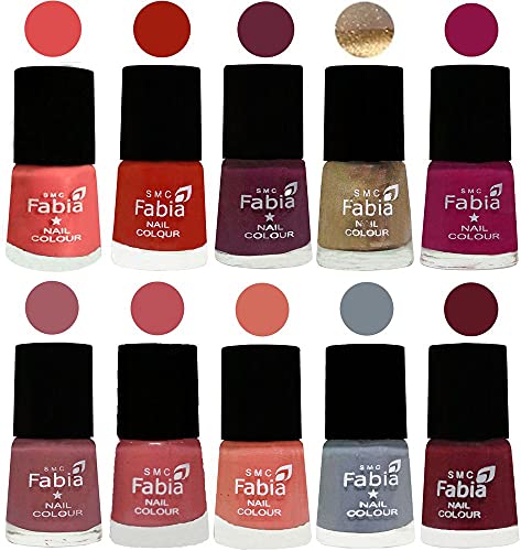 Image of ALL IN ONE (PACK OF 10), Long Lasting Glossy Nail Polish, 6 ml Each, All Vibrant Colours,01823