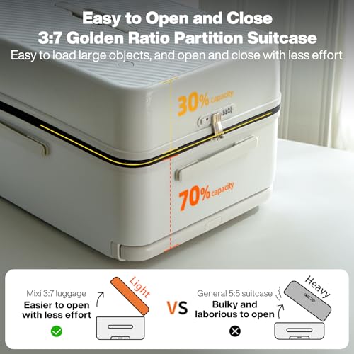 mixi 26 Inch Large Checked Luggage Suitcase with Spinner Wheels Upgrade Wide Handle PC Hard Shell Rolling Travel Suitcase with TSA Lock, Smoke White3