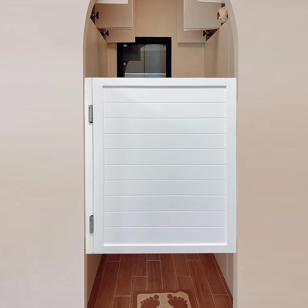 Portes Battantes Pour Cloison De Comptoir, Porte Saloon 1 Vantail, Porte Café, Porte En Bois Massif À Fermeture Automatique, Porte De Séparation Pour Bar, Porche, Entrée(White,W55xH80cm/21.6x31