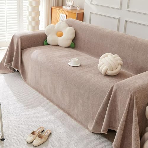 Eamochi マルチカバー 大判 ソファカバー 長方形 肘付き 肘なし シェニール 通気性良く 柔らかく軽く 北欧 おしゃれ 無地 ソファーシーツ 多機能 マルチクロス ブランケット 3人4人5人掛け 汚れ防止 キズ防止 犬猫対策 防塵 四季適用 洗濯可