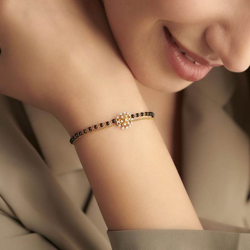 Image of KISNA Diamond Gold Mangalsutra Bracelet for Women