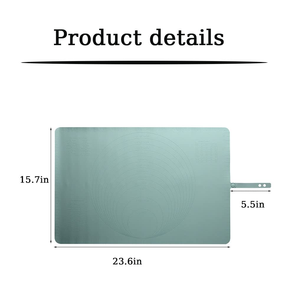Alfombrillas De Silicona para La Cocina para Hornear Pequeñas, Resistentes Al Calor, No Se Pegan A La Masa con Medidas, No Resbalan, para Hacer Galletas,Pan Y Pastelería,Verde