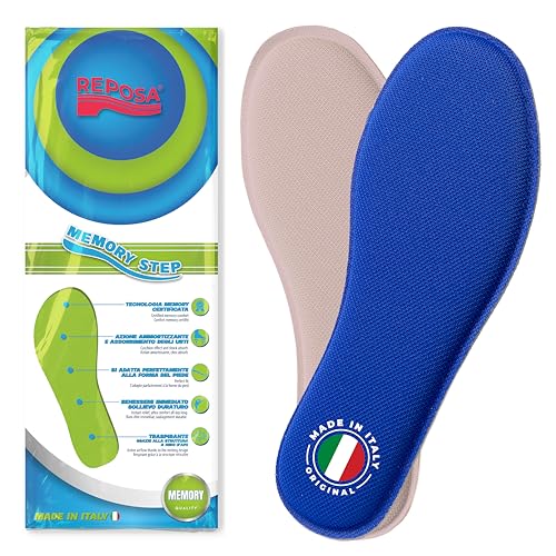 REPOSA Memory Step - Solette Scarpe Uomo e Donna con Tecnologia Memory Certificata, Solette in Memory Foam per Sollievo Immediato e Postura Corretta - Suole Scarpe Traspiranti ad Azione Ammortizzante