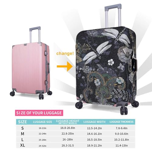 Housse de bagage libellules grises pliable pour valise taille L blanche - 6