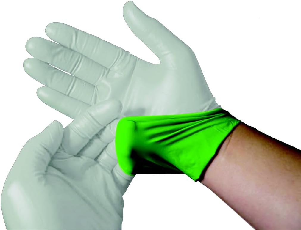 TritonGrip EP X2 Nitrile Exam Gloves, Disposable, Powder-free, Latex-free, 2-Layer Protection, White/Green, 100/Box