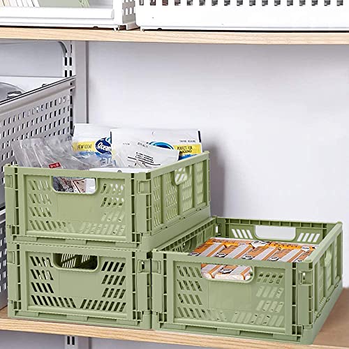 Tuevob Regalkörbe 4 Set Plastik Lagerkisten Faltbar Aufbewahrungsboxen Küche Schubladeneinsätze Stapelbare Regal Körbe Lagerkästen Transport boxen Schrankbehälter Cubes Home Office Schlafzimmer- Grün