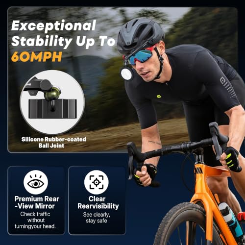 Bike Helmet Mirror with Magnetic Quick Release