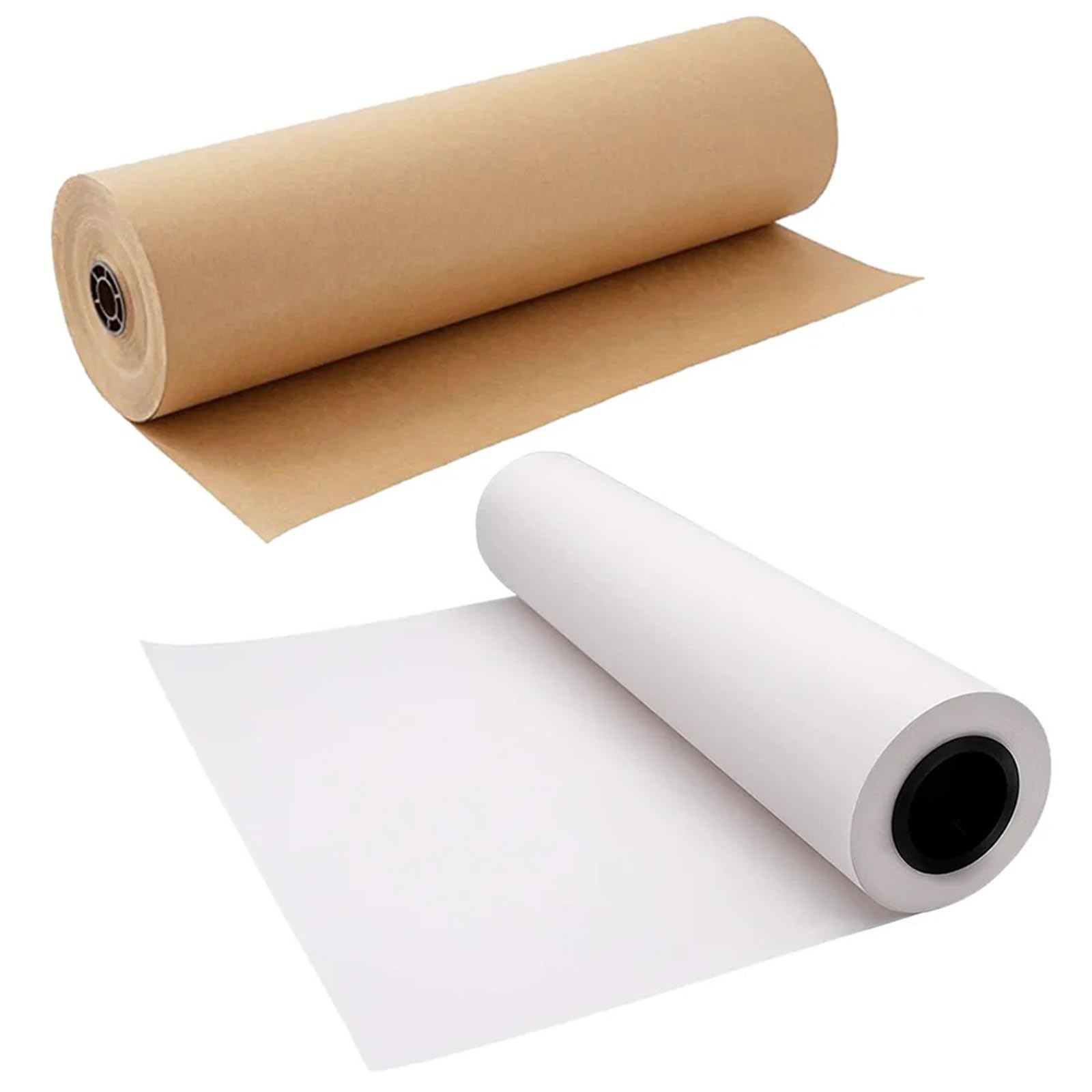 Papier Kraft Rouleau de Papier d'emballage Kraft Marron/Blanc, Papier Lisse for Emballage Cadeau(White)