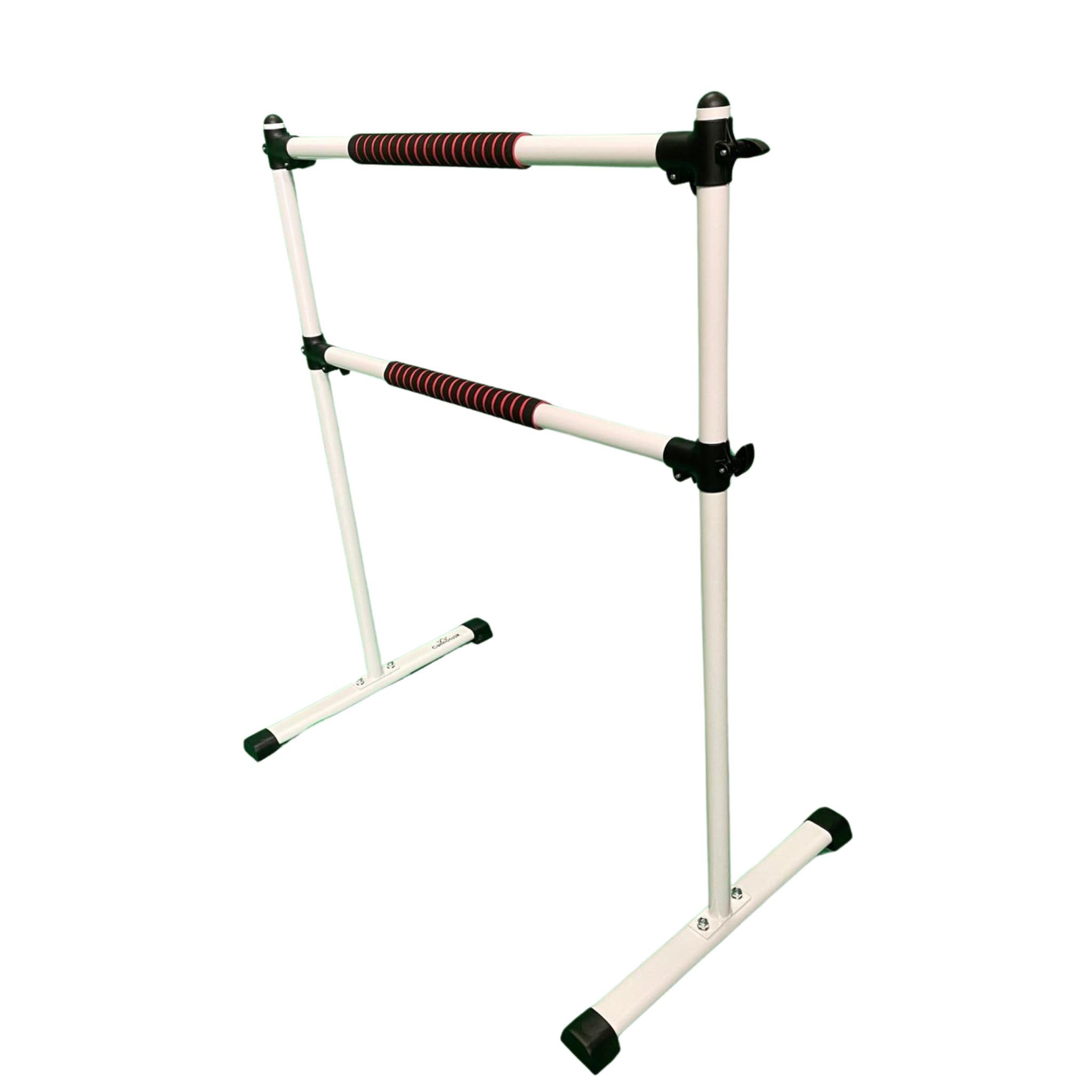 Cannons UK Barra elástica portátil independiente para ballet, altura ajustable, 115 cm de largo, 132 cm de alto, color blanco