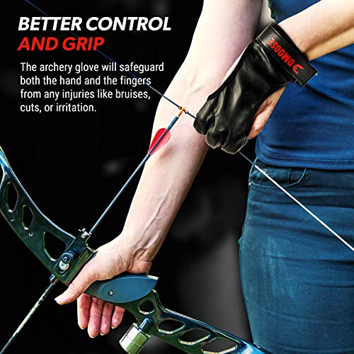 image for DMoose Fitness DMoose Archery Glove for Men Women, Three Finger Design