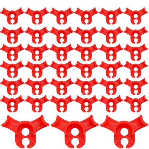UCLEVER 50pcs Low Stress Plant Training Clips, 90 Degrees Trainer Bud Plant Bender for Plant Gardening, Red