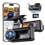 Dash Cam Front and Rear, 4K Full HD Dual Dash Camera for Cars Built-in 5G WiFi GPS, 64GB Card, Car Camera with 3" IPS Screen, UHD 2160P Night Vision, HDR, App Control, 24H Parking Monitor
