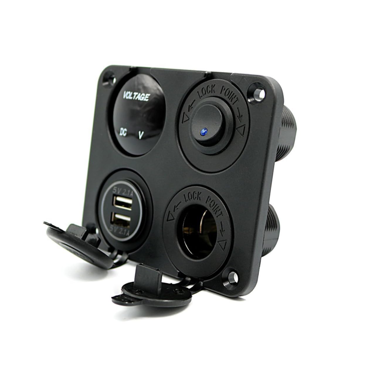 UPKOCH 2 Pezzi 4 1 Pannello Presa Caricabatterie 2.1a Caricabatterie Usb 12-24v Misuratore Di Tensione Led Per Auto Barca Marina Camper Camion Camper
