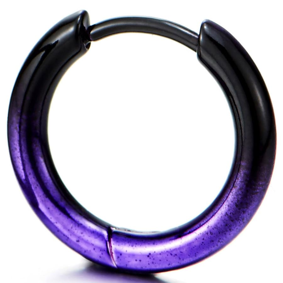 Pair Stainless Steel Oxidized Plain Circle Huggie Hinged Hoop Earrings for Men Women3