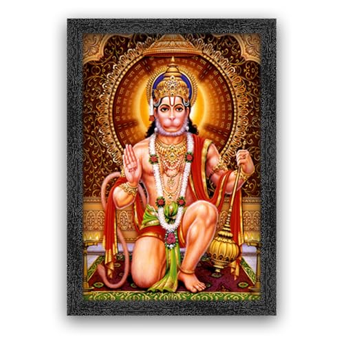 Image of Hanuman Ji hanumanji Photo Frame, Black, Sparkle Coated Laminations, 11x14 Inch 2304