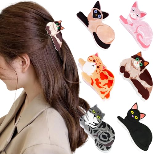 6 Pinzas para cabello con diseño de gato para mujer miniatura 1