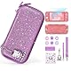 innoAura Switch Lite Tasche, 14 in 1 Switch Lite Zubehörset mit Switch Lite Tragetasche Lila, Switch Lite Hülle, Switch Lite Bildschirmschutz, Switch Lite Case Aufbewahrung (Pailletten Lila)