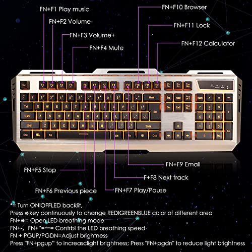 Image of Gaming-Lady Wired Gaming Keyboard and Mouse Combo with Orange Yellow LED Backlit,Dust and Dirt-Proof,Waterproof,Ergonomic Design,Mechanical Feeling,for Working and Prime Gaming