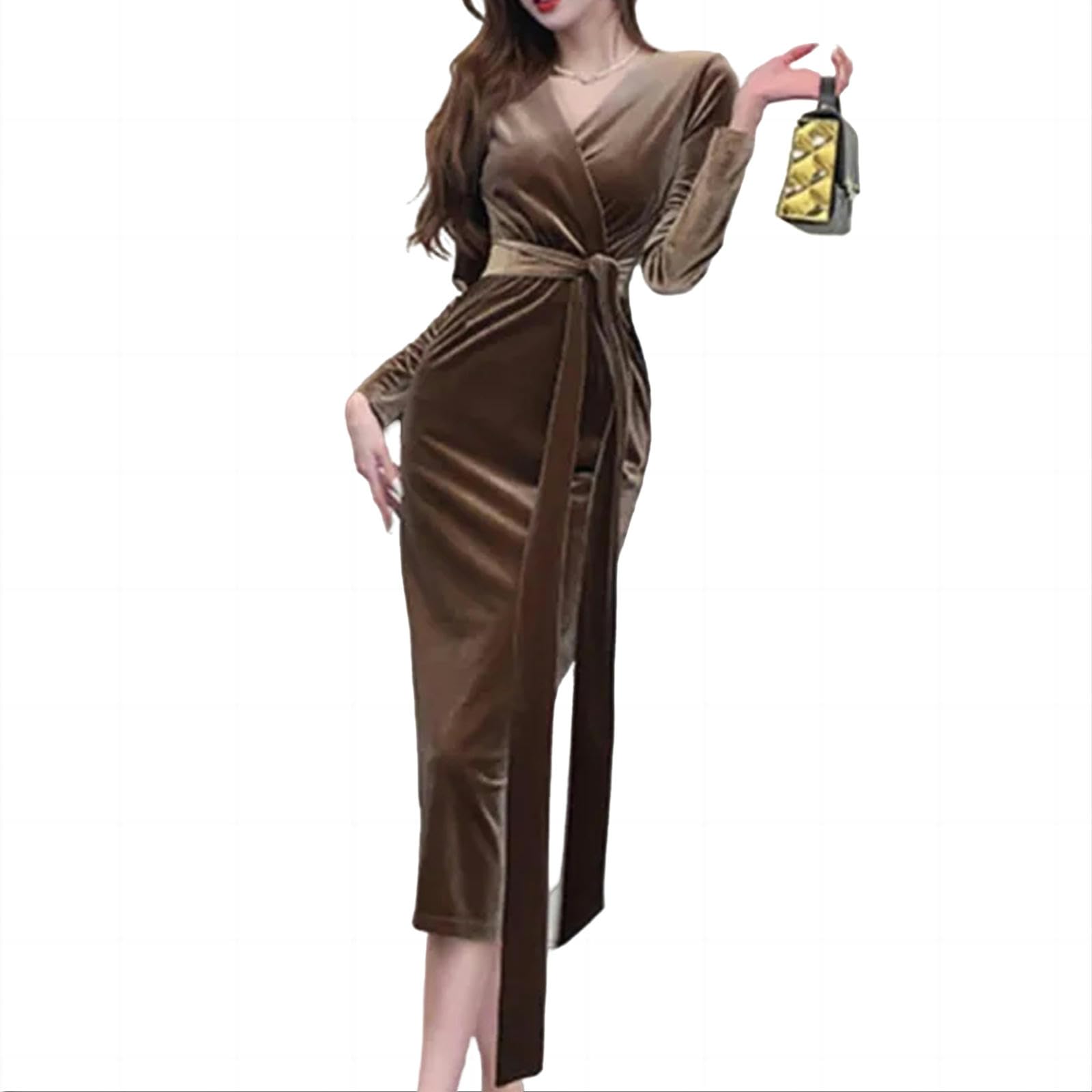 Sukienki damskie moda obcisła elegancka sukienka z długim rękawem na co dzień vintage sznurowane sukienki imprezowe