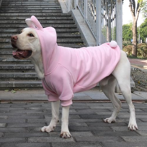 ARUNNERS Extra Large Dog Christmas Bunny Costumes Rabbit Hoodies Clothes for Easter Day Halloween Labrador Rottweiler Great Dane, Pink, 6X-Large