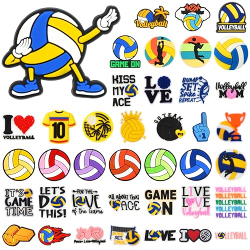 40Pcs Cute Volleyball Pins for Backpacks Bulk Funny DIY Sports Ball Lapel Pins Volleyball Charms Brooch Pin Aesthetic Set Cool Button Pin for Boys Girl Jackets Hats Decor Accessories Party Favor gifts