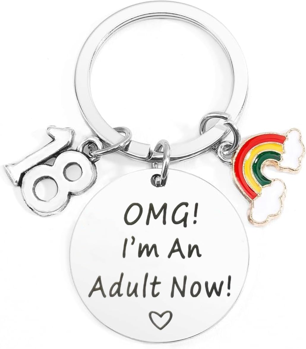 Rtbxcond Women's Multicolour 18Th Birthday Gifts Keyring, Birthday Keychain Friend Birthday Gift Keychain 18Th Birthday Gifts Teen Girls Daughter Personality Keychains﻿