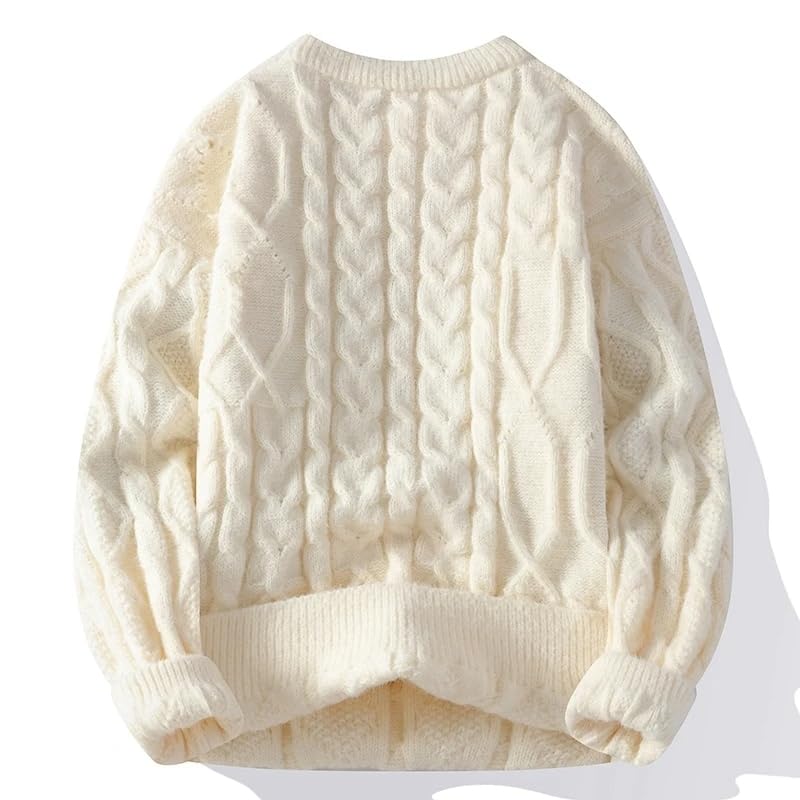 Autumn Winter Solid Color Loose Warm Knit Sweater Men O-Neck Casual Knitted Pullovers Mens Sweaters4