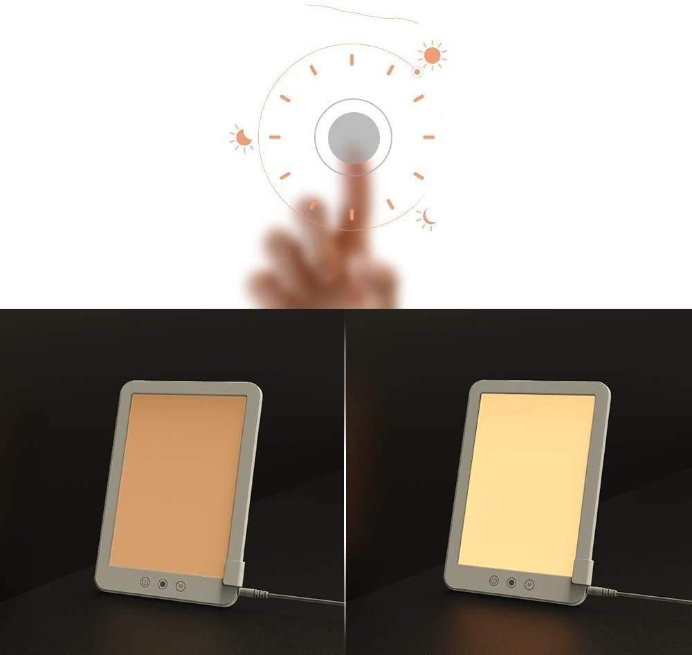 Lampe de thérapie de lumière, LED Blanche Brillante - UV Gratuit 10000 lux, Fonction de réglage de la luminosité, Fonction de la minuterie, avec luminosité et Couleurs en continu