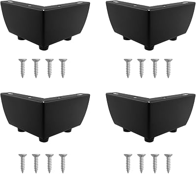 4PCS Black Metal Furniture Feet 2 Inch Heavy Furniture Replacement Feet Modern Furniture Legs with Screws for Cabinets Beds Sofas Dressing Table Legs, etc.