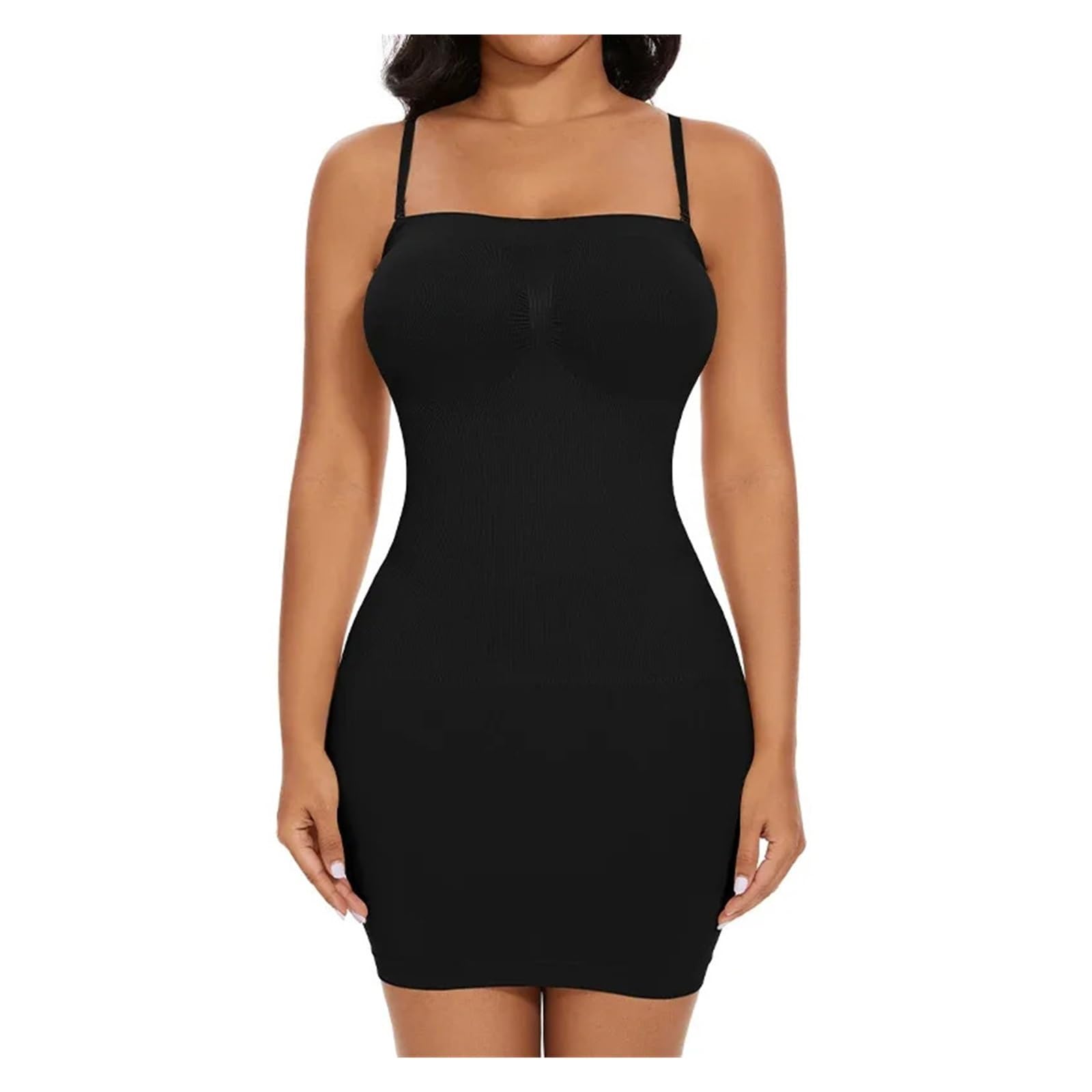Vestido Moldeador Vestido moldeador sexy de encaje completo for mujer, vestido ajustado con hombros descubiertos, sin tirantes, moldeador de cuerpo de compresión suave, adelgazante de cintura.(Black,2