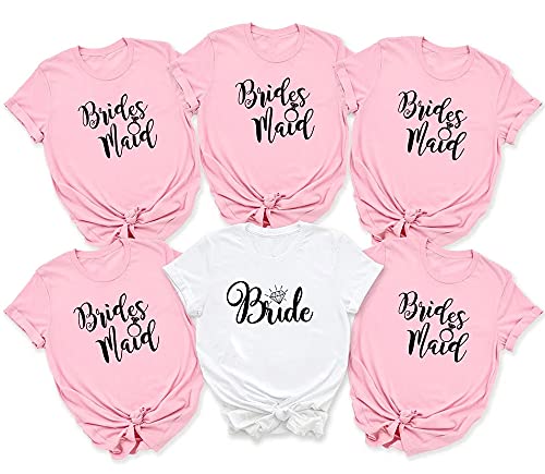Bride and Bridesmaid T Shirt Bridal Party Bachelorette Party Bridesmaid Proposal Gift Team Bride Tribe I Do Crew Wedding (Medium, Pink Bridesmaid)