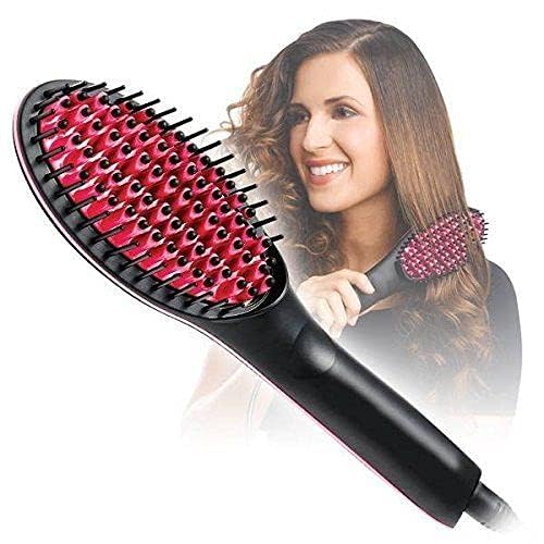 Simply Hair Straightener brush Simply Hair Straightener Simply Straight Ceramic Hair Electric Straightener Brush Curler and Styler Brush Straightener Brush for Women girl (1 pcs)-image-0