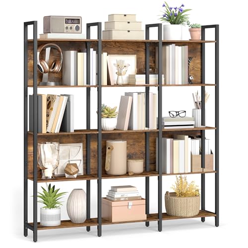 VASAGLE Librería, Estantería de 5 Niveles, Muble de Cocina, Organizador de Estilo Industrial, para Oficina, Salón, Dormitorio, 24 x 128 x 154,1 cm, Marrón Rústico y Negro Tinta LLS150K01