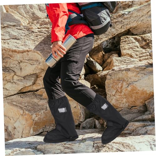 1 par de fundas impermeables para calzado para exterior, protectoras contra lluvia y deslizamiento, diseño de tubo alto, fáciles de poner, para ciclismo, senderismo y viajes, para mujeres miniatura 5