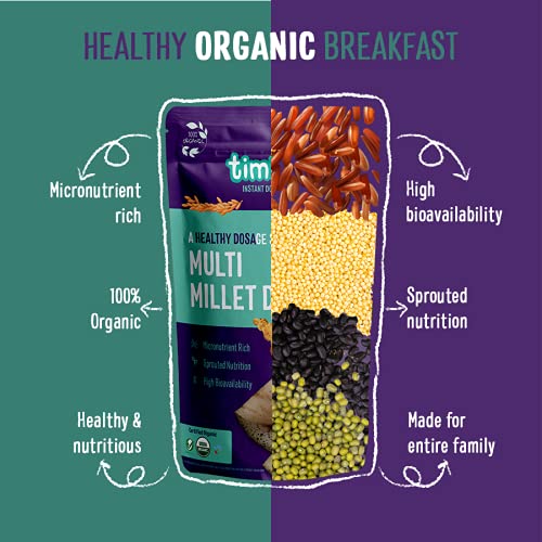 Image of Timios Organic Multi Millet and Spinach Millet Dosa Mix, Natutal and Healthy Food, Pack of 2, 150g Each